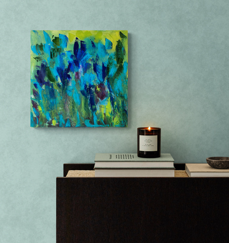 Chrysocolle I – Peinture abstraite sur toile – Tons bleu turquoise et vert minéral – Acrylique texturé – Œuvre originale signée Nathalie Spooner