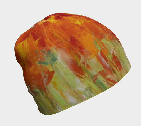  Tuque pour femme ou pour homme orange et vert imprimée de l'oeuvre Cornaline de Nathalie Spooner