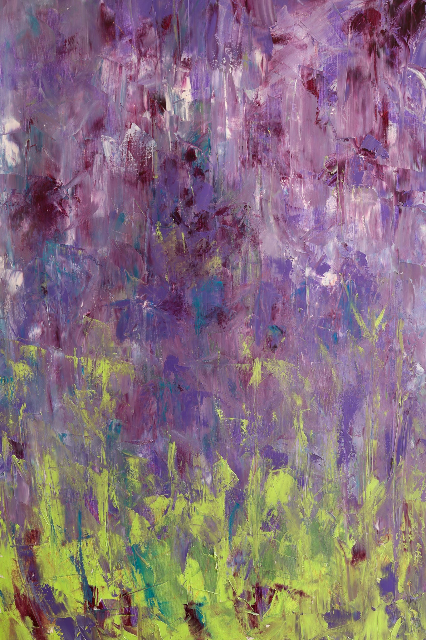 Huile sur toile nom : Améthiste fleurs aux couleurs vives de style impressioniste