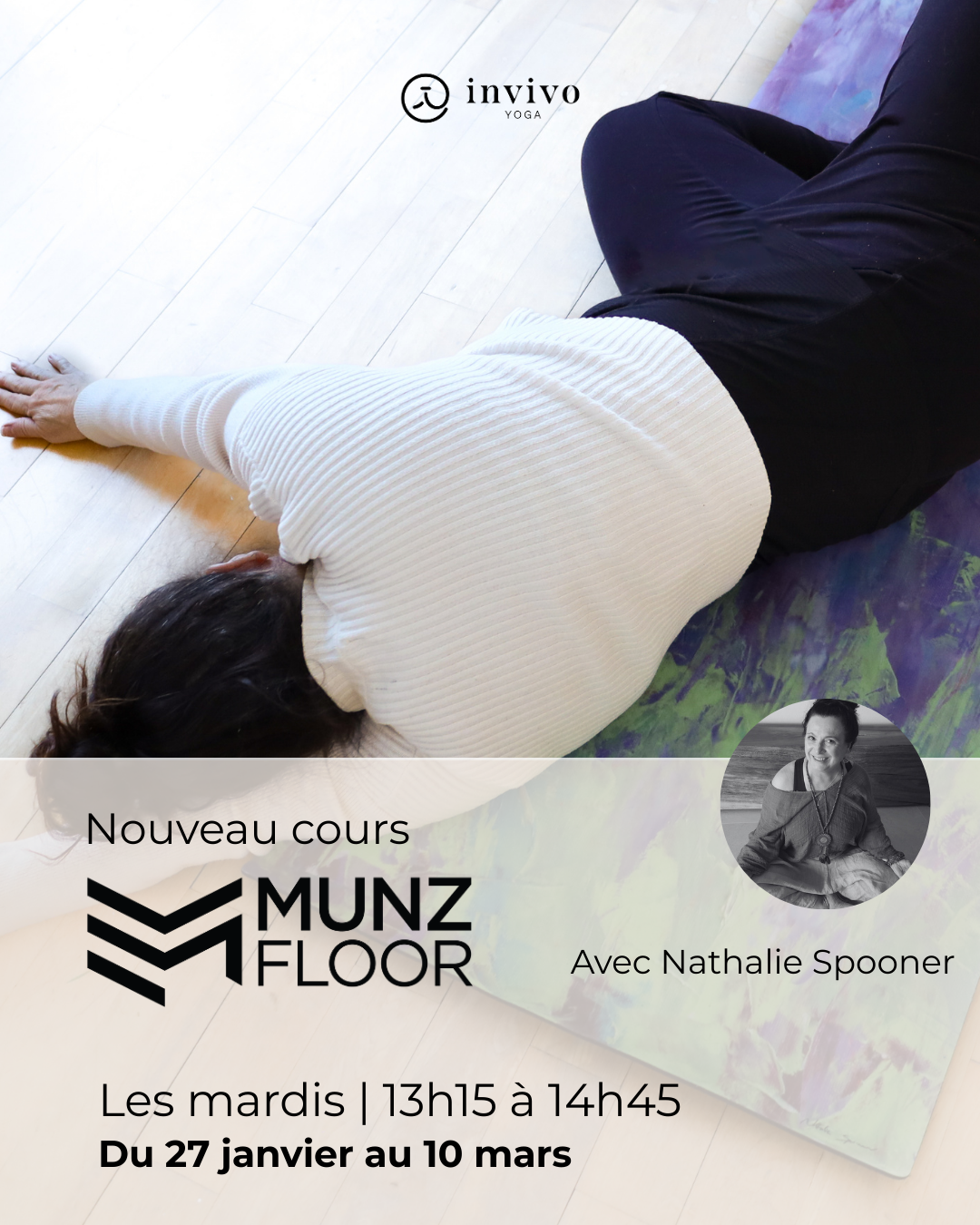 Cours MUNZ FLOOR à Sillery mardi 13h15 chez yoga INVIVO