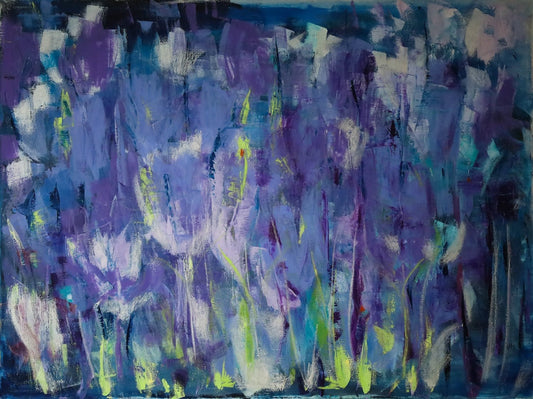 Murmure – Acrylique abstrait sur toile – Couleurs apaisantes lilas – Art contemporain signé Nathalie Spooner