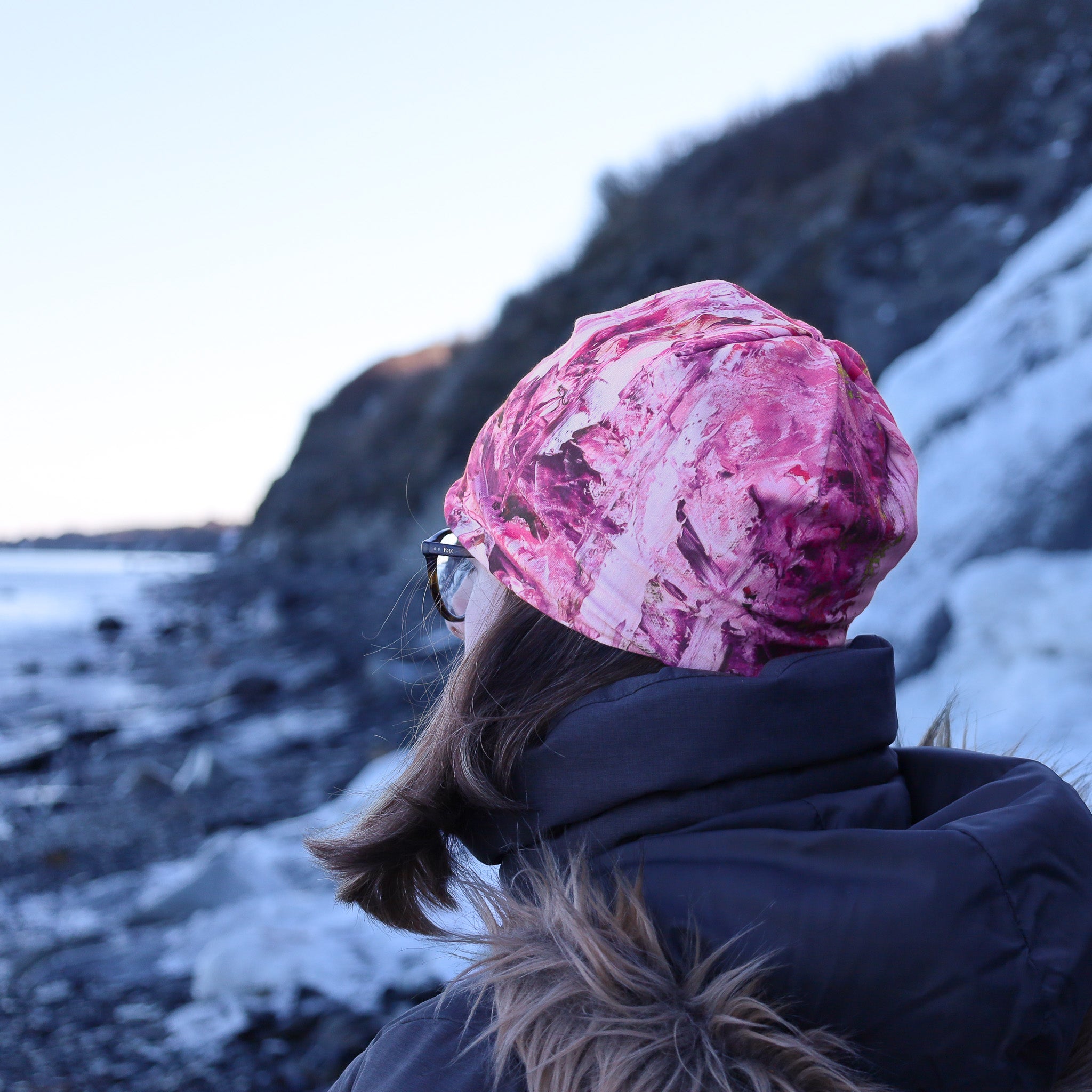 Tuque rose femme sale